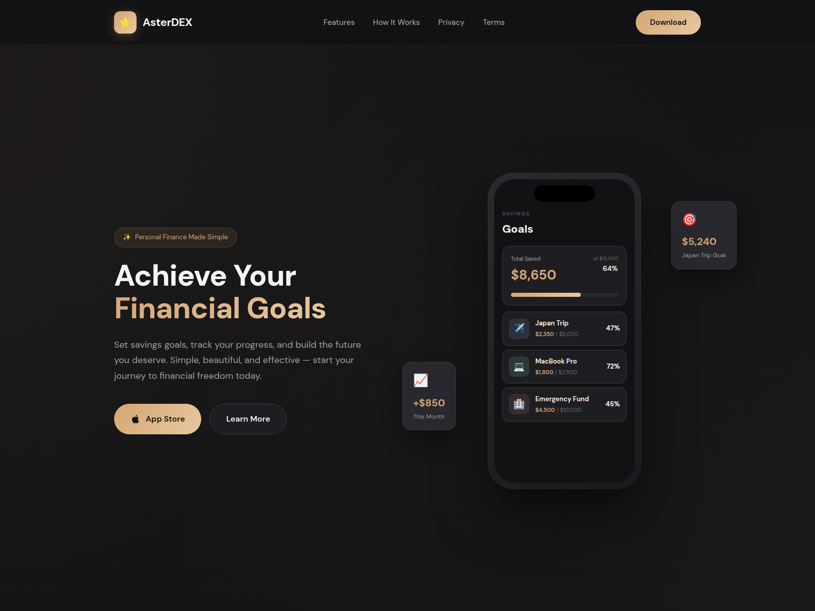 Screenshot of astergoal.app