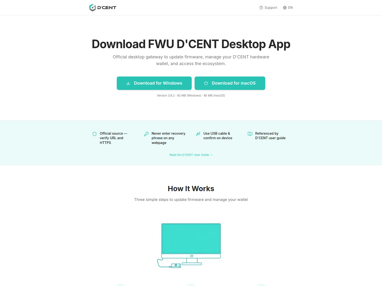 Screenshot of dcentwalletfwudesktop.app