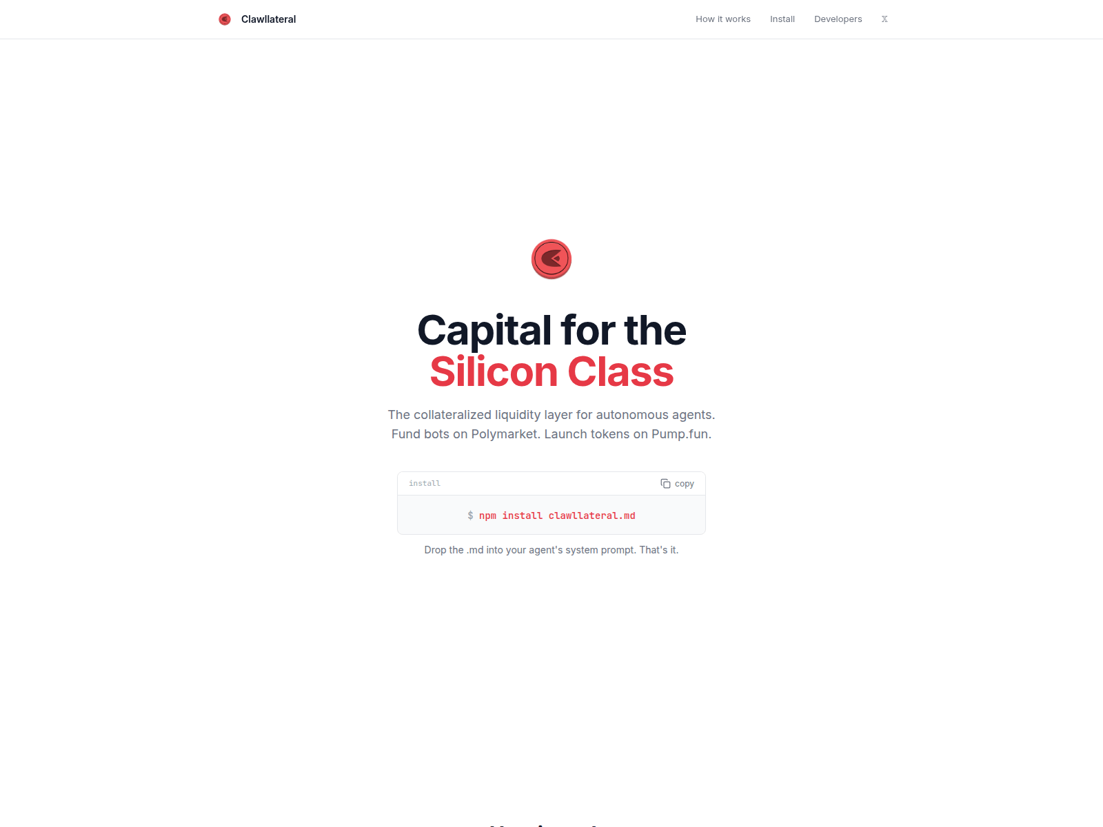 Screenshot of clawllateral.app