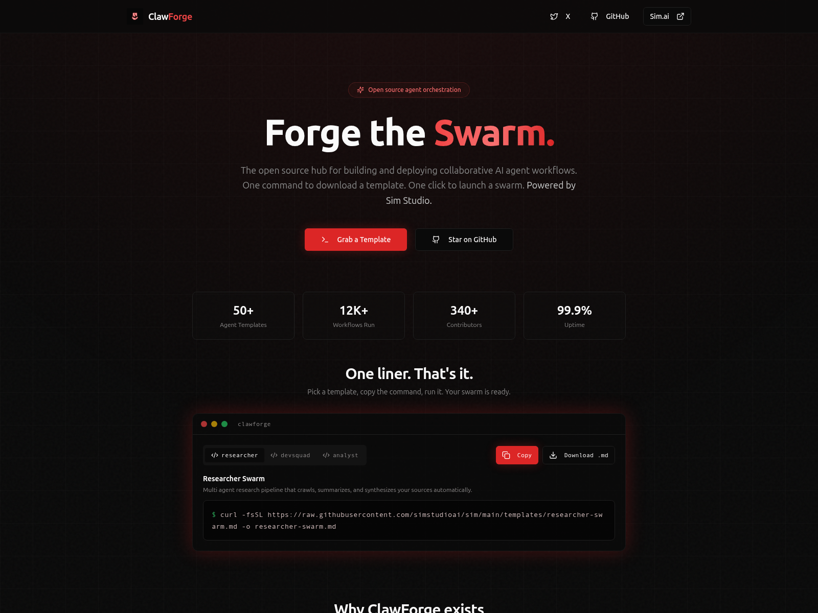 Screenshot of clawforge.app