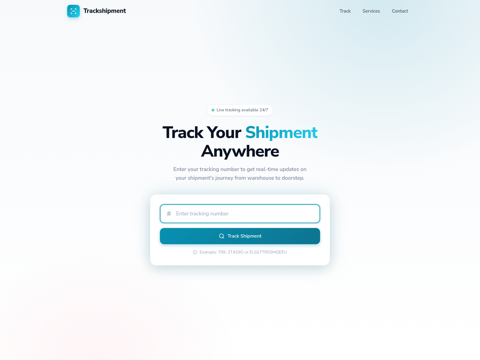 Screenshot of trackshipment.app