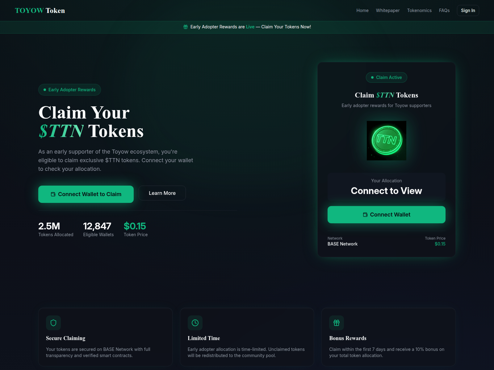 Screenshot of toyowtoken.center