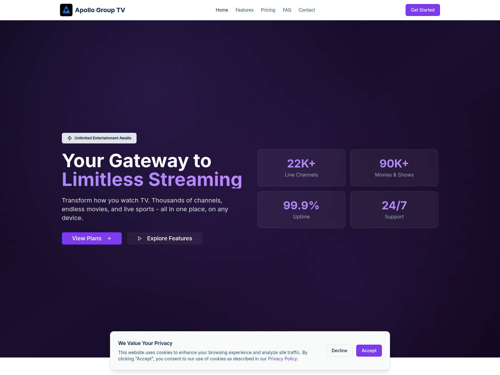 Screenshot of tvapollo.com