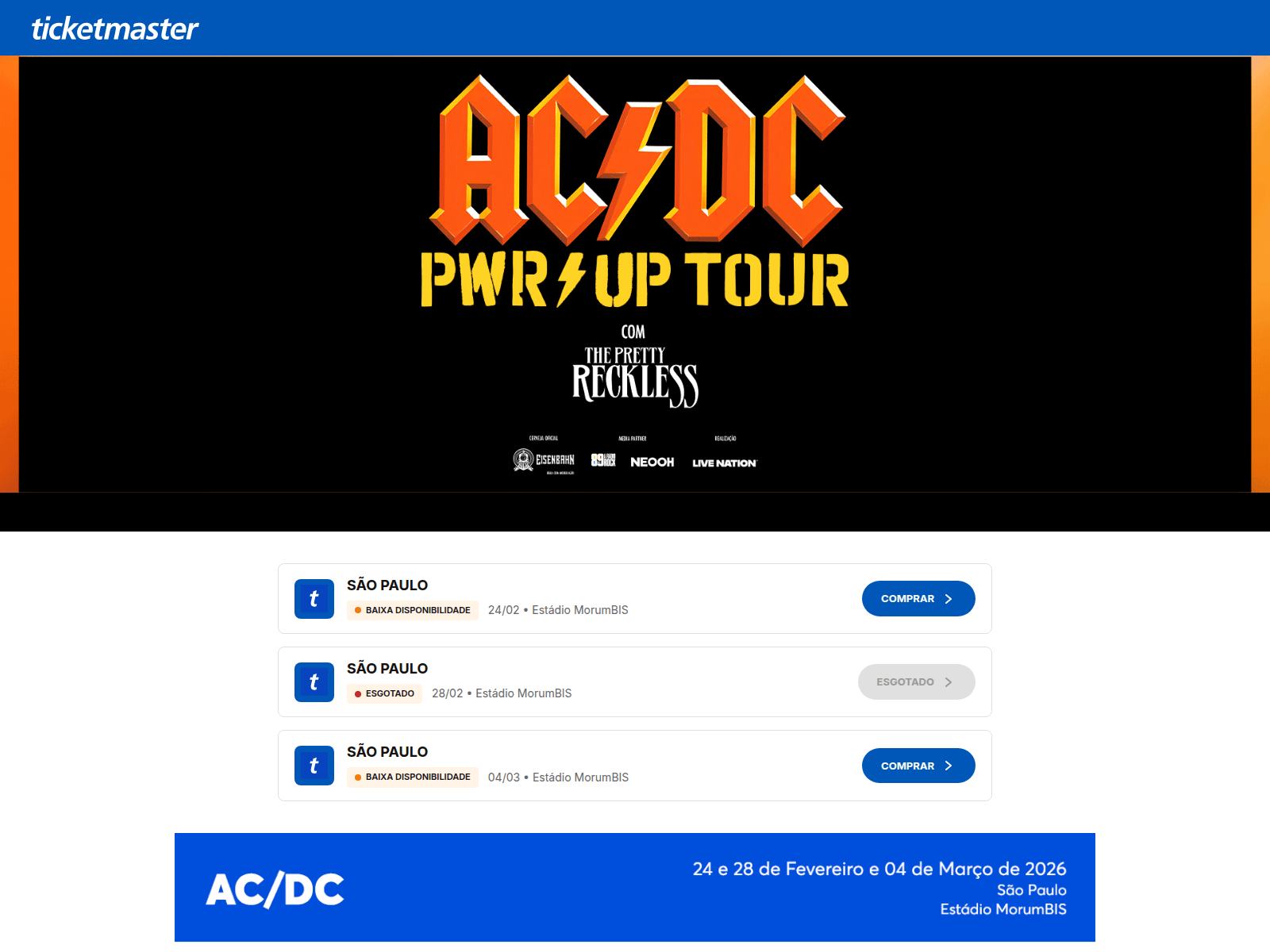 Screenshot of acdcticket.com