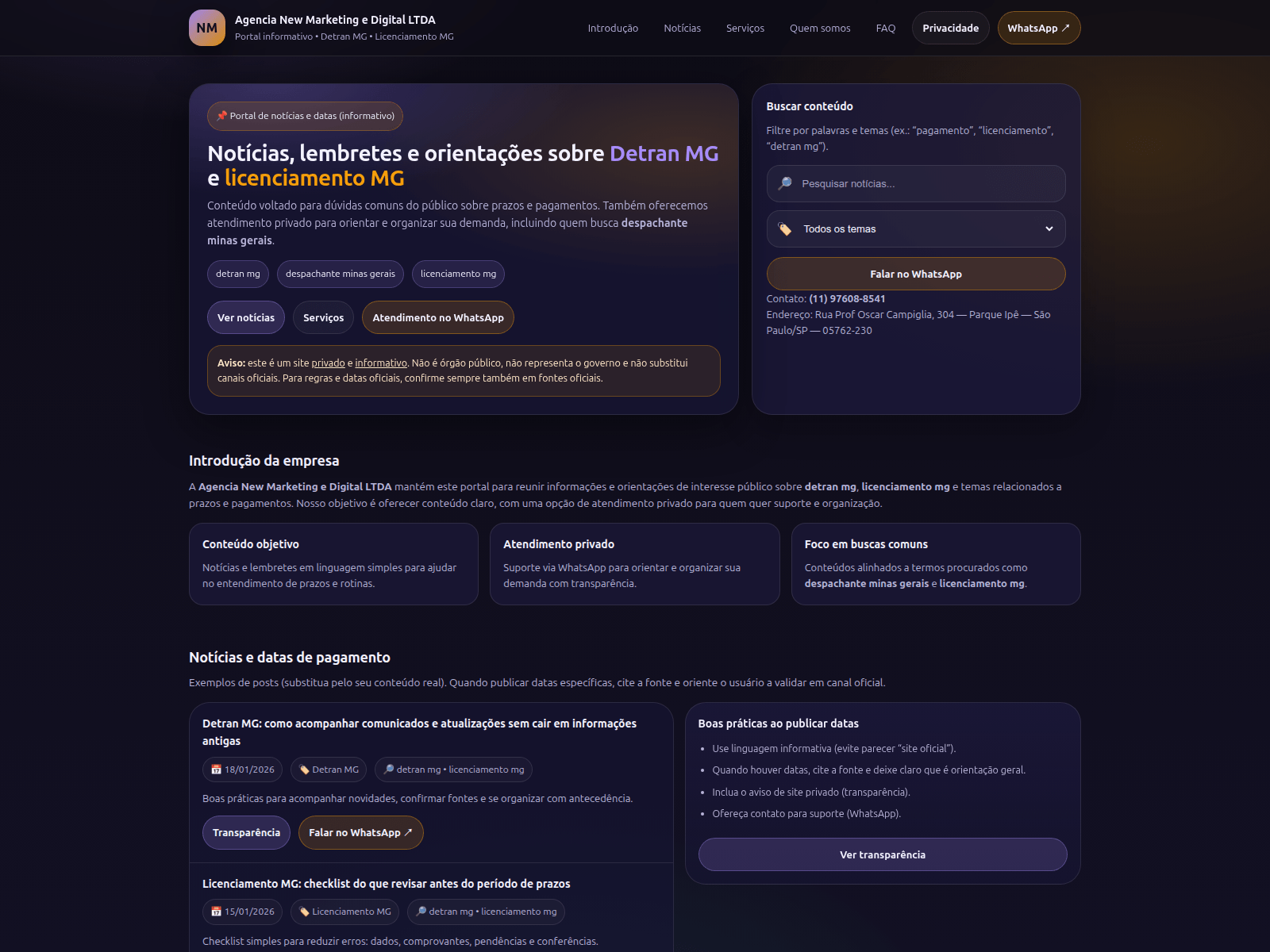 Screenshot of servicosminasonline.com