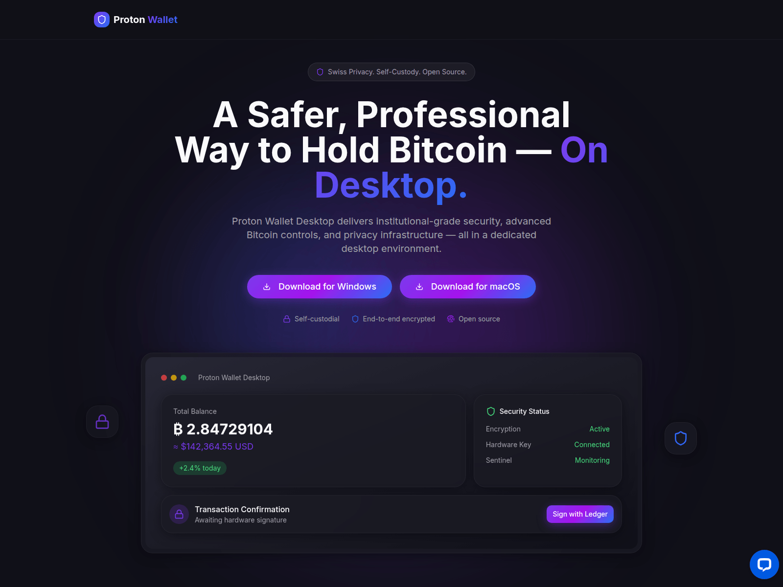 Screenshot of protonwalletdesktop.com