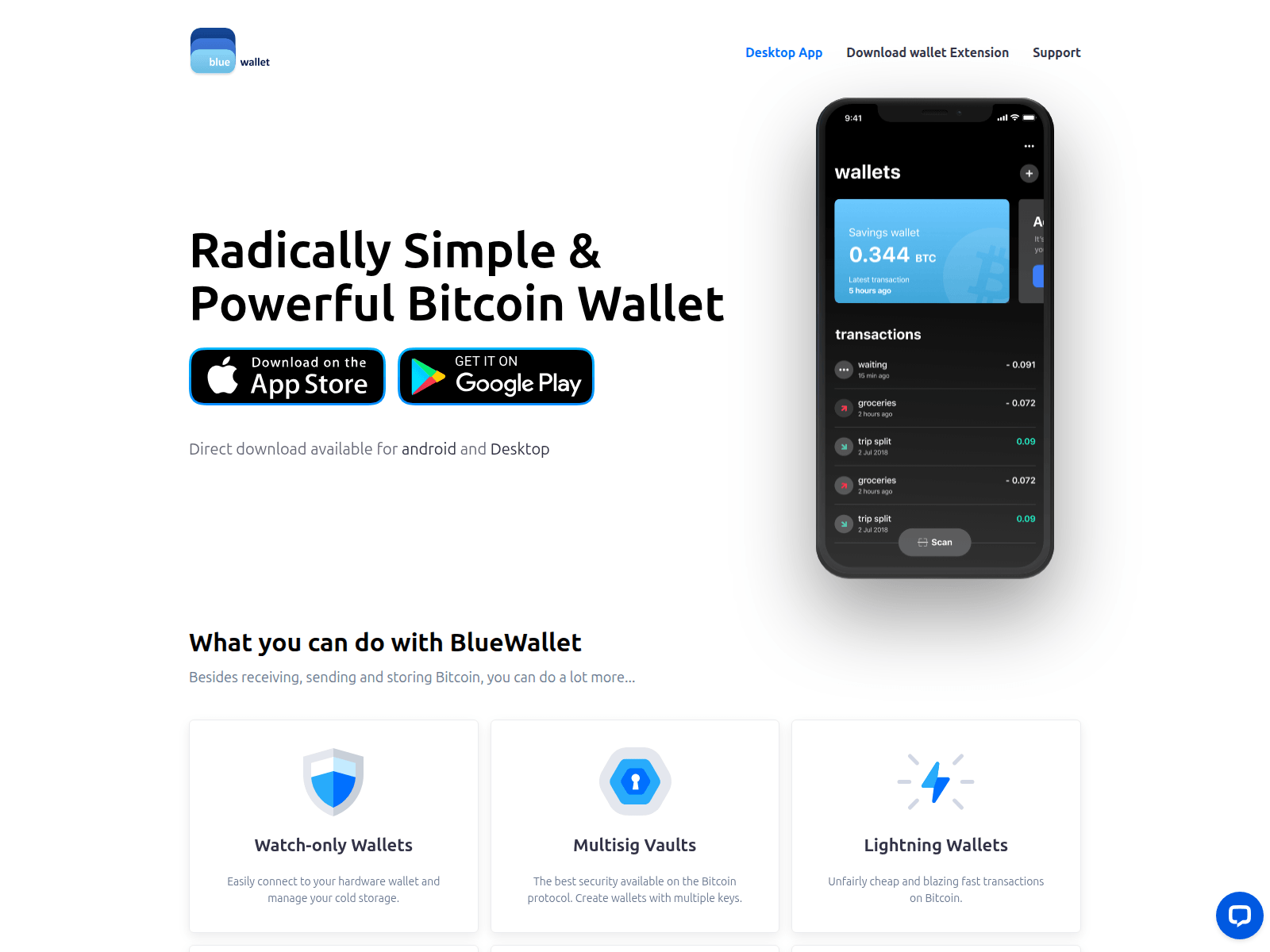 Screenshot of bluewallet.download