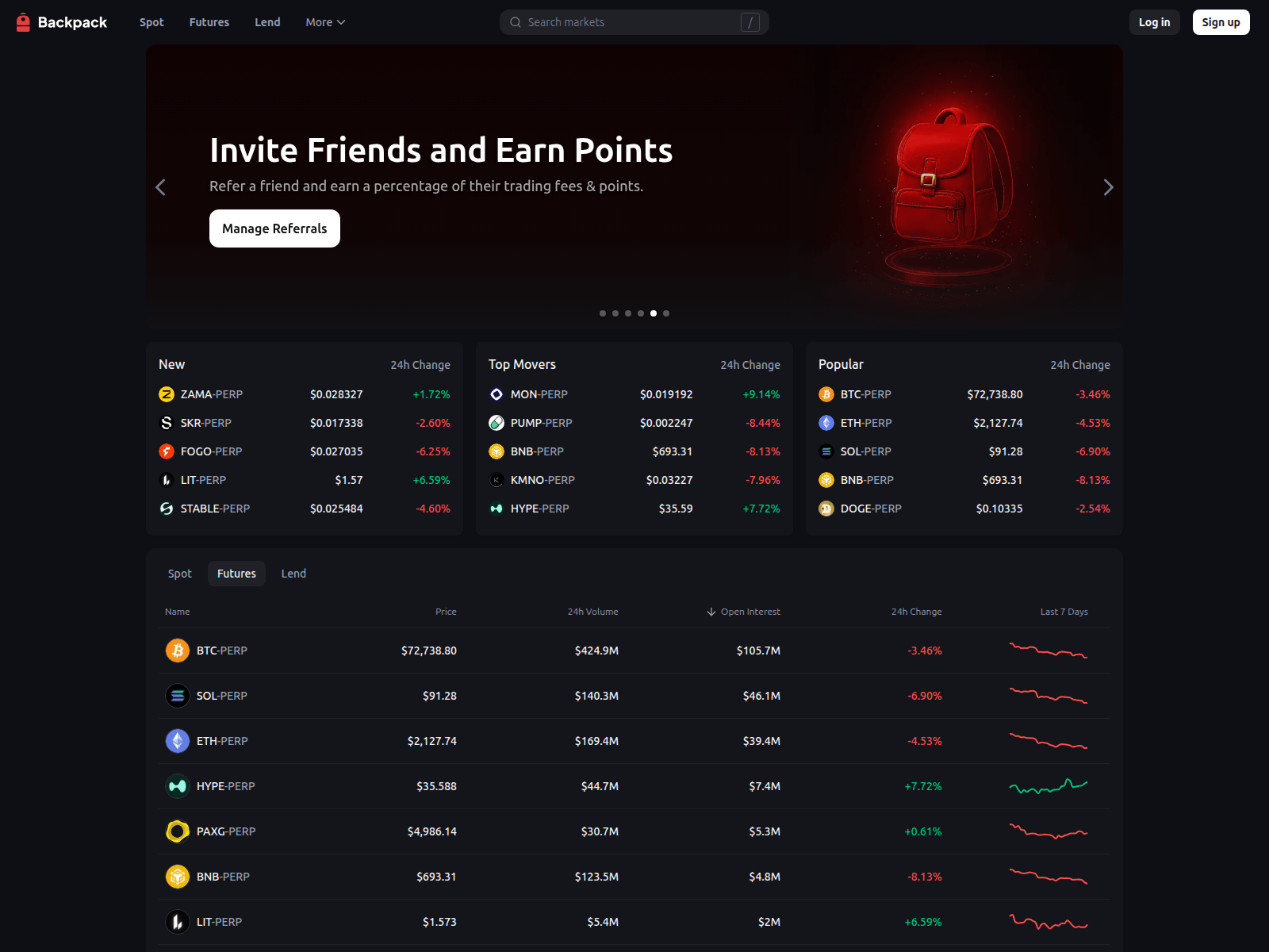 Screenshot of backpacj.exchange