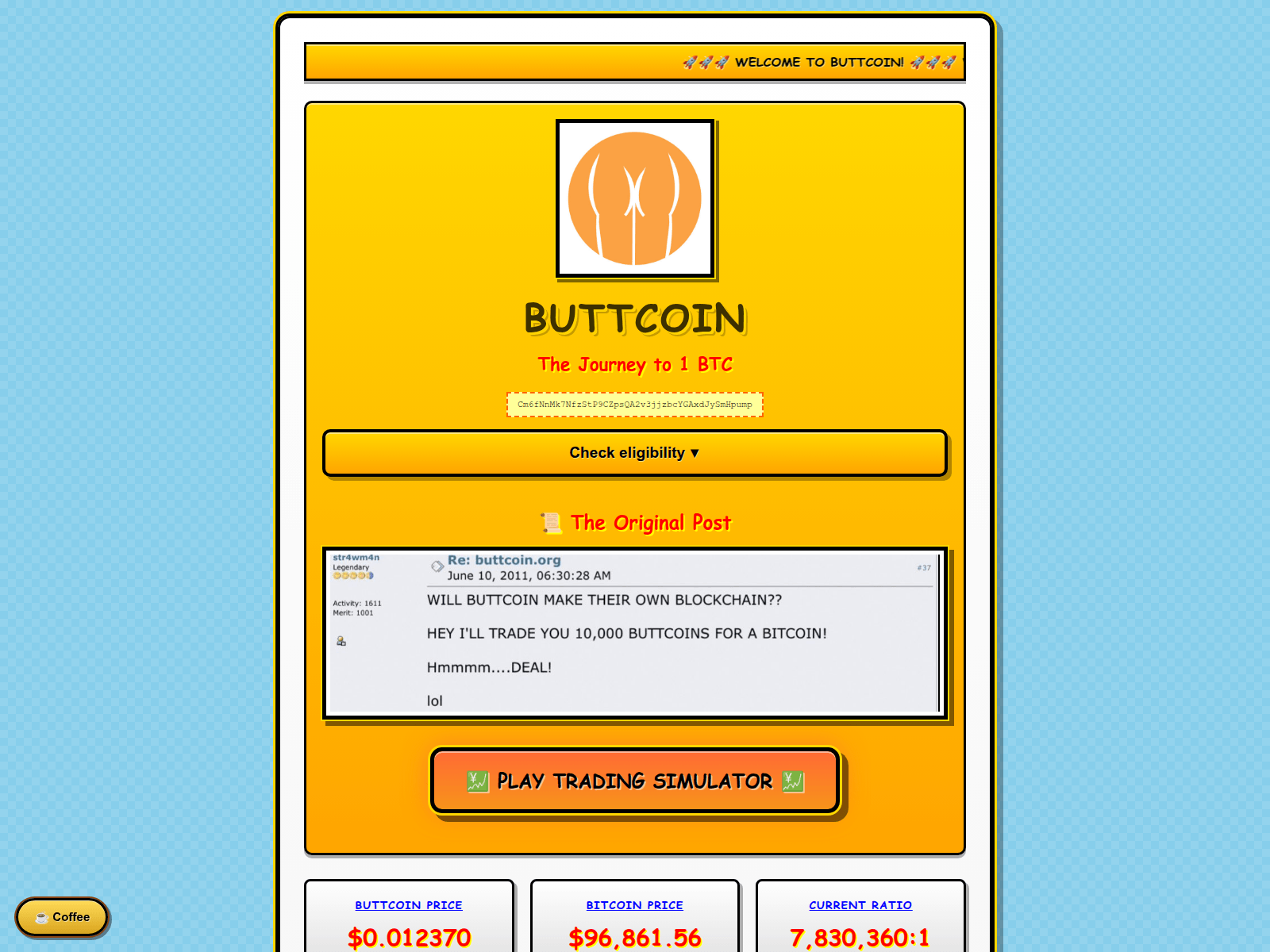 Screenshot of buttcoin.foundation