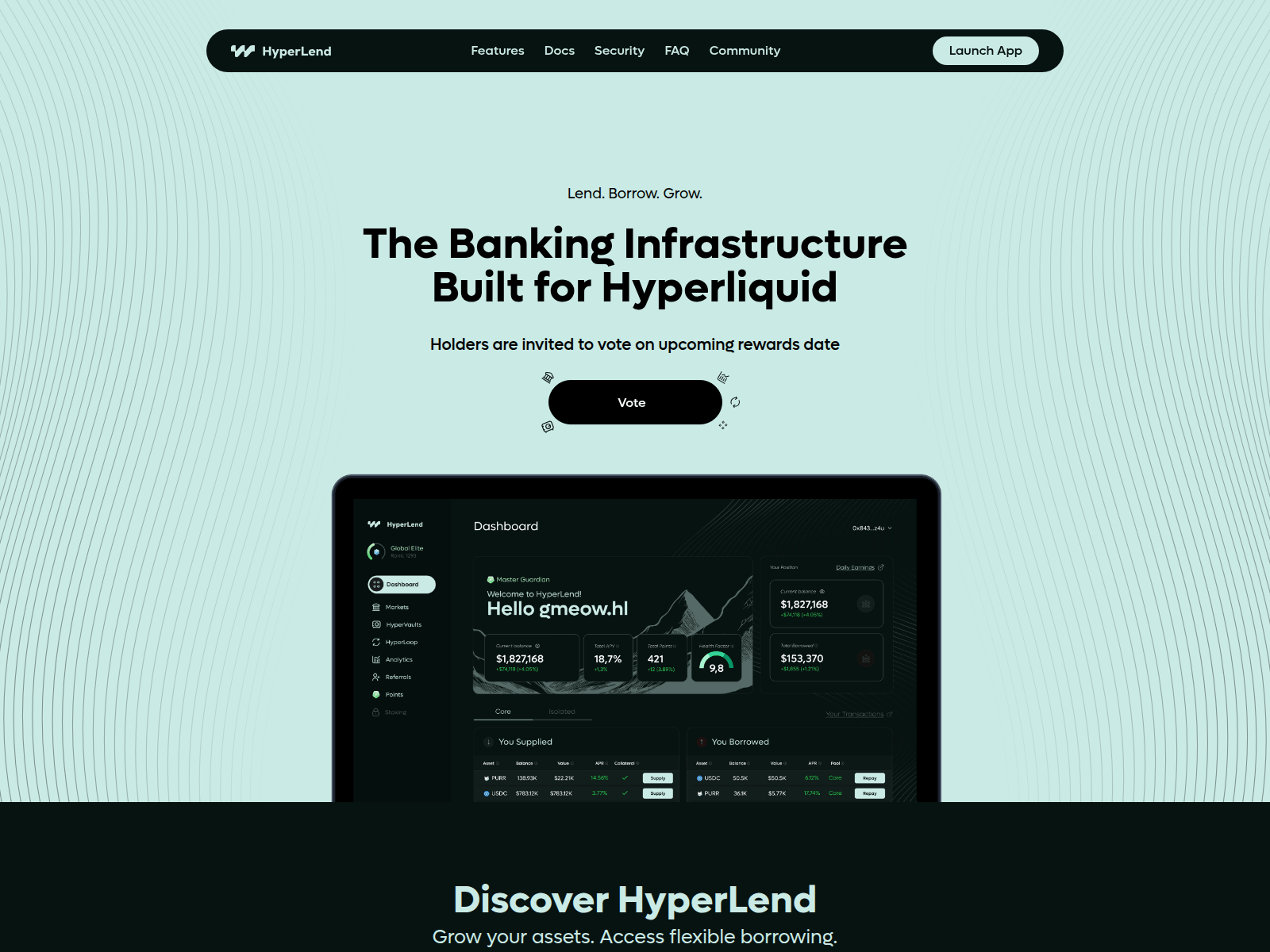 Screenshot of voting-hyperlend.finance