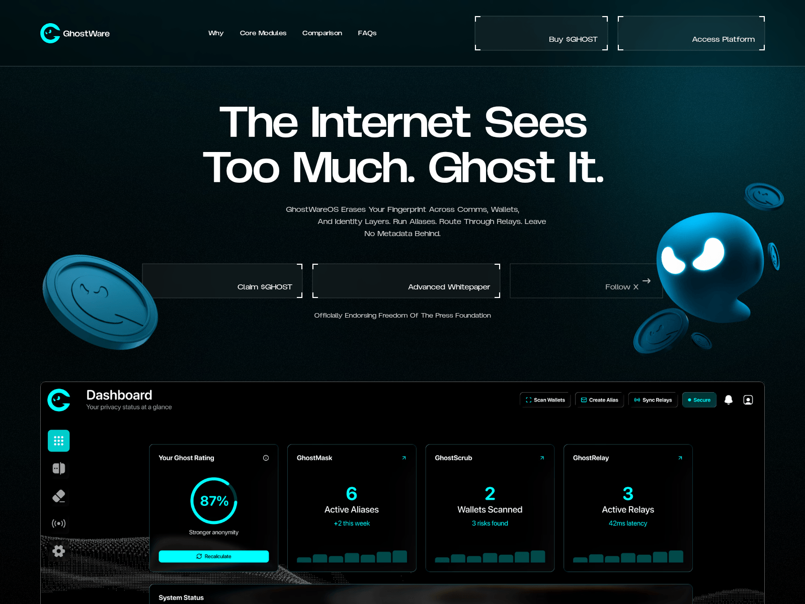 Screenshot of ghostwareos.info