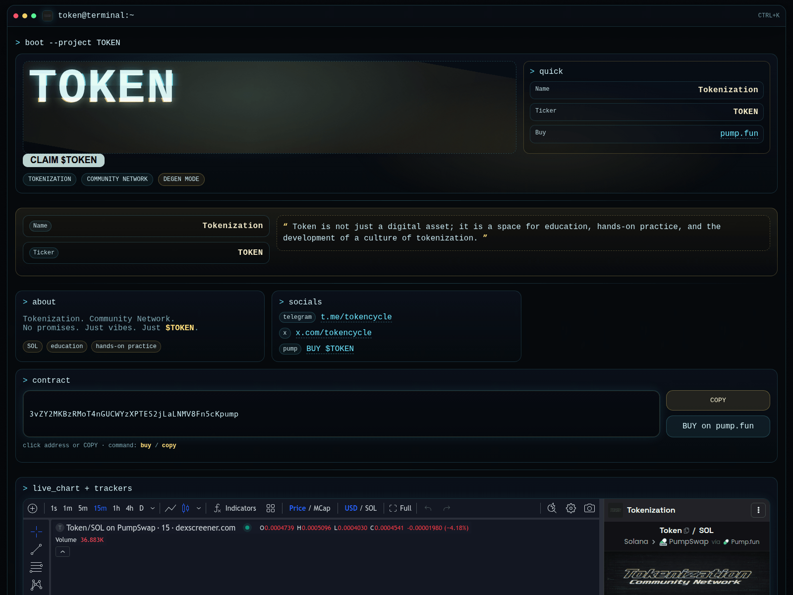 Screenshot of tokencycle.info