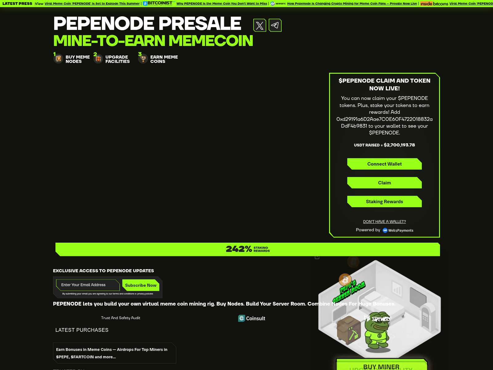 Screenshot of pepemainnetnode.live