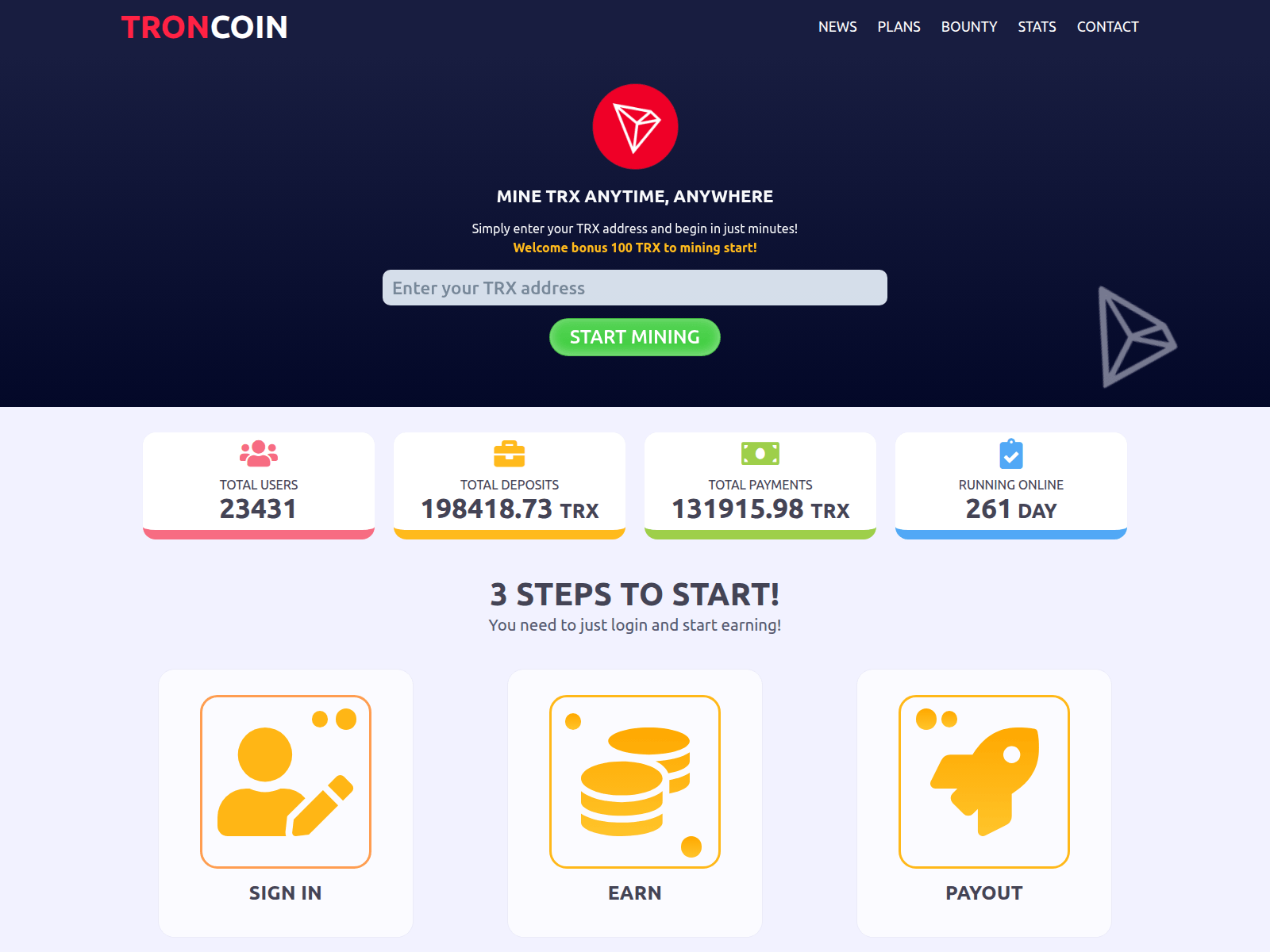Screenshot of tron-coin.pro