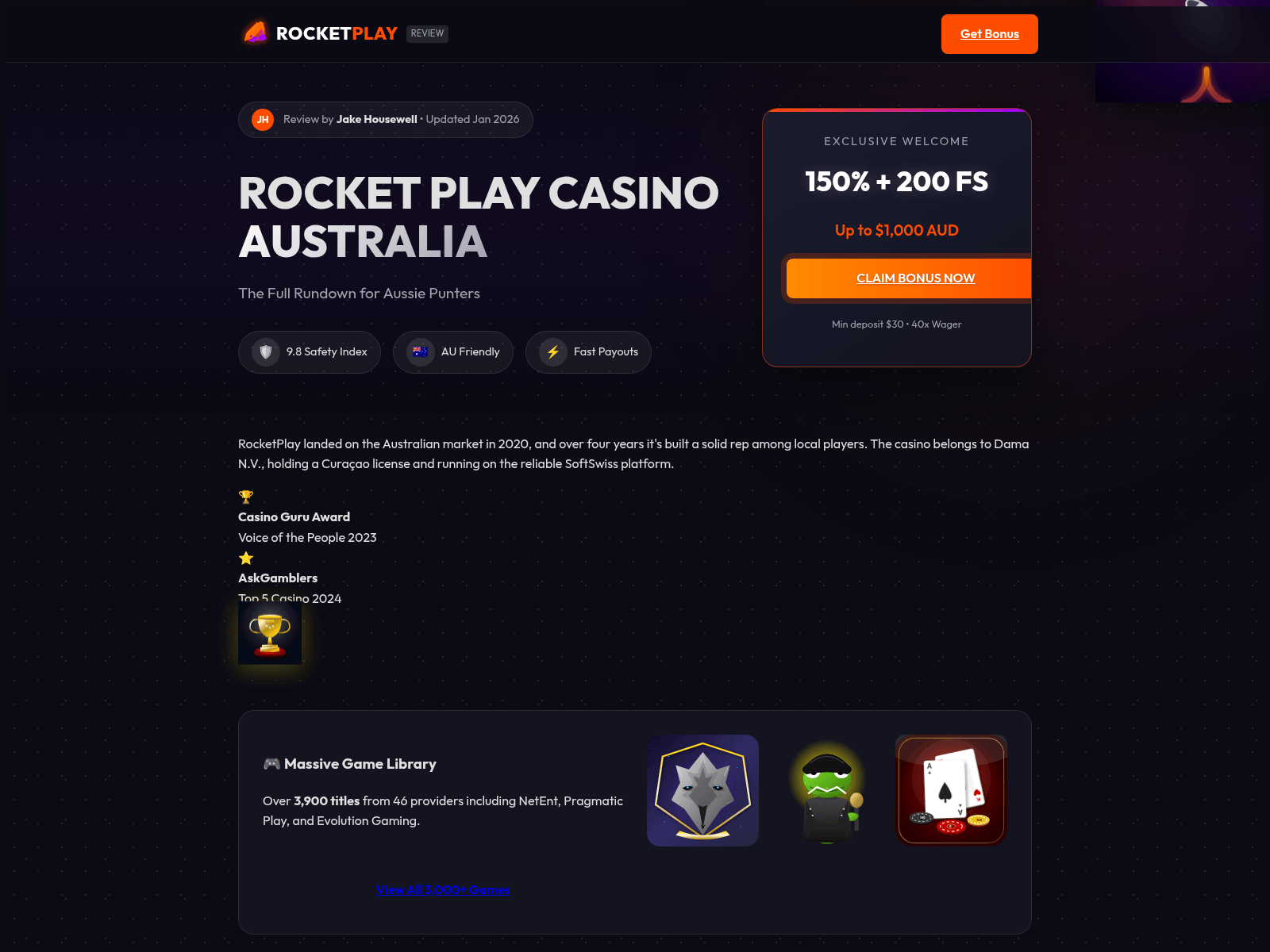 Screenshot of rocket-play-au.net