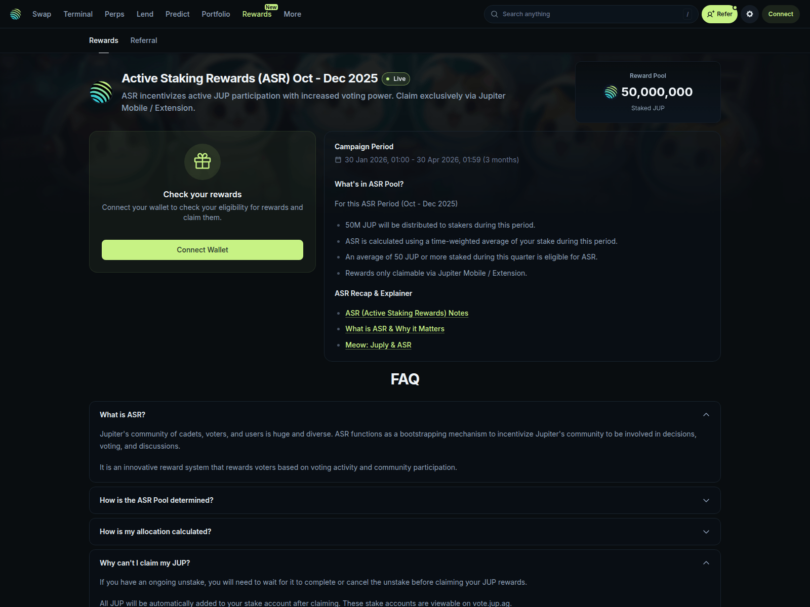 Screenshot of rewards-jup.network