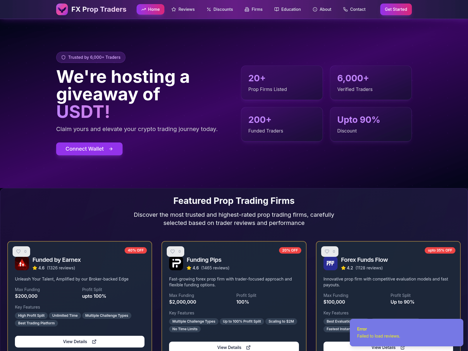 Screenshot of fxproptraders.xyz