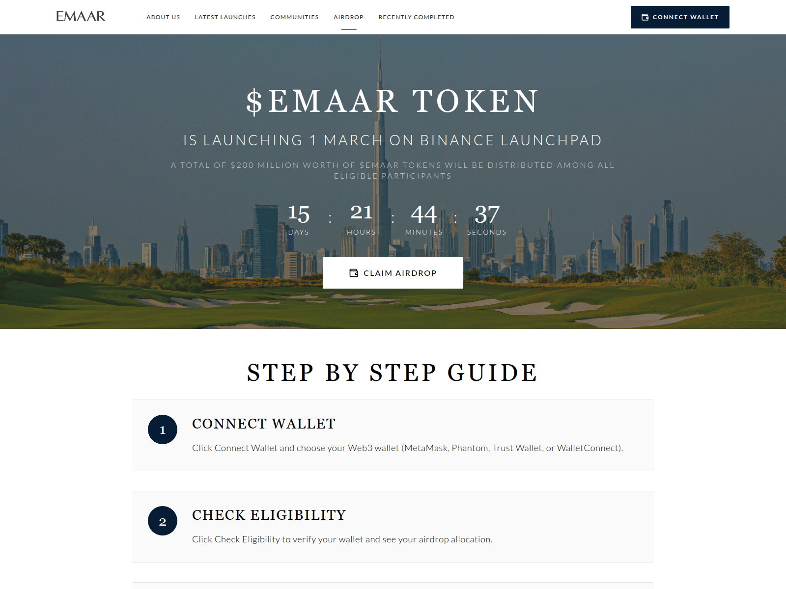 Screenshot of emaartokens.xyz