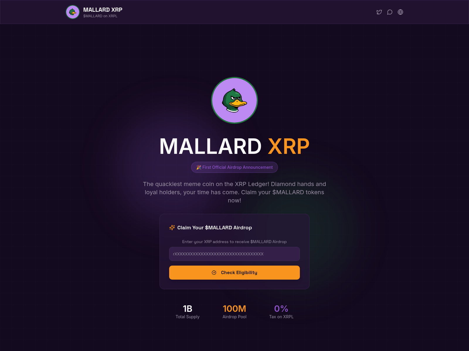 Screenshot of mallardreward.xyz
