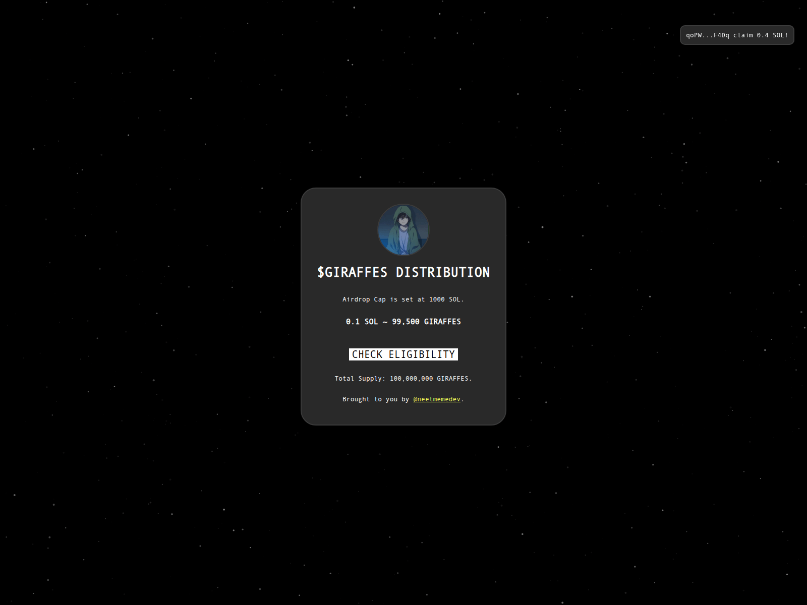 Screenshot of giraffes-rewards.xyz