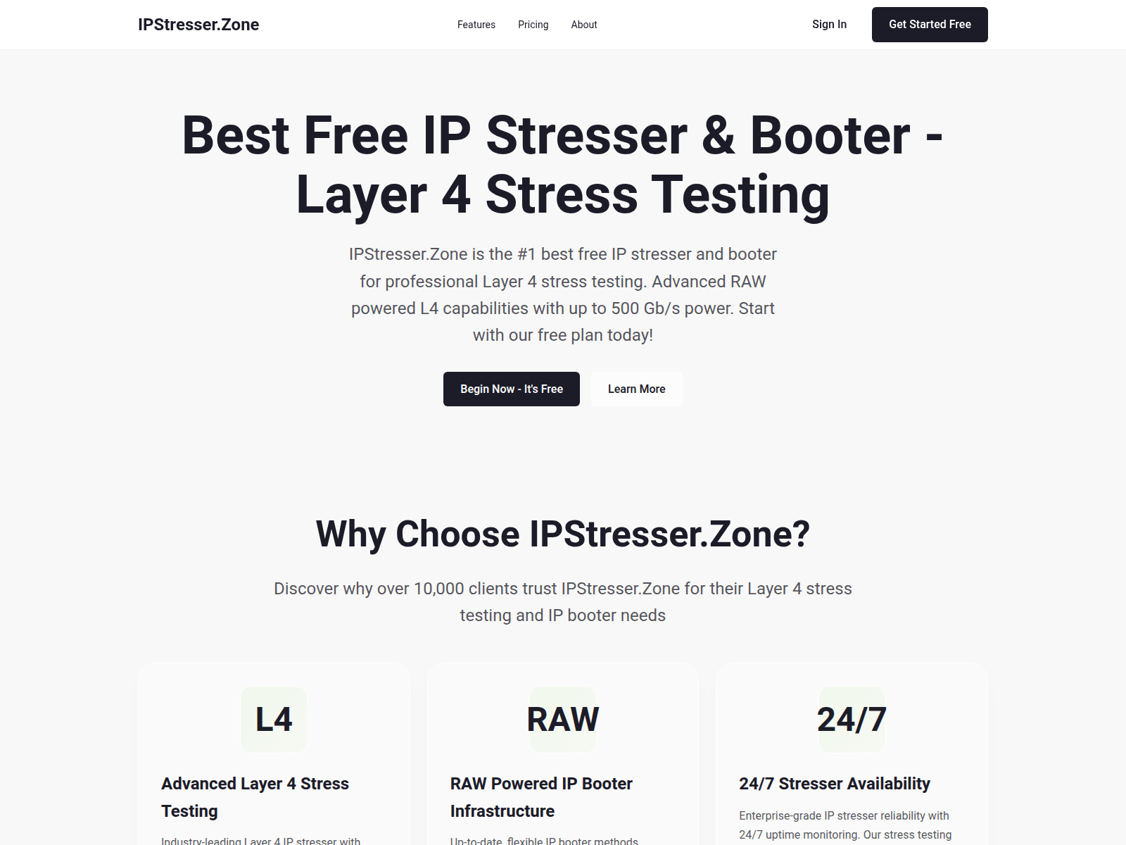 Screenshot of ipstresser.zone