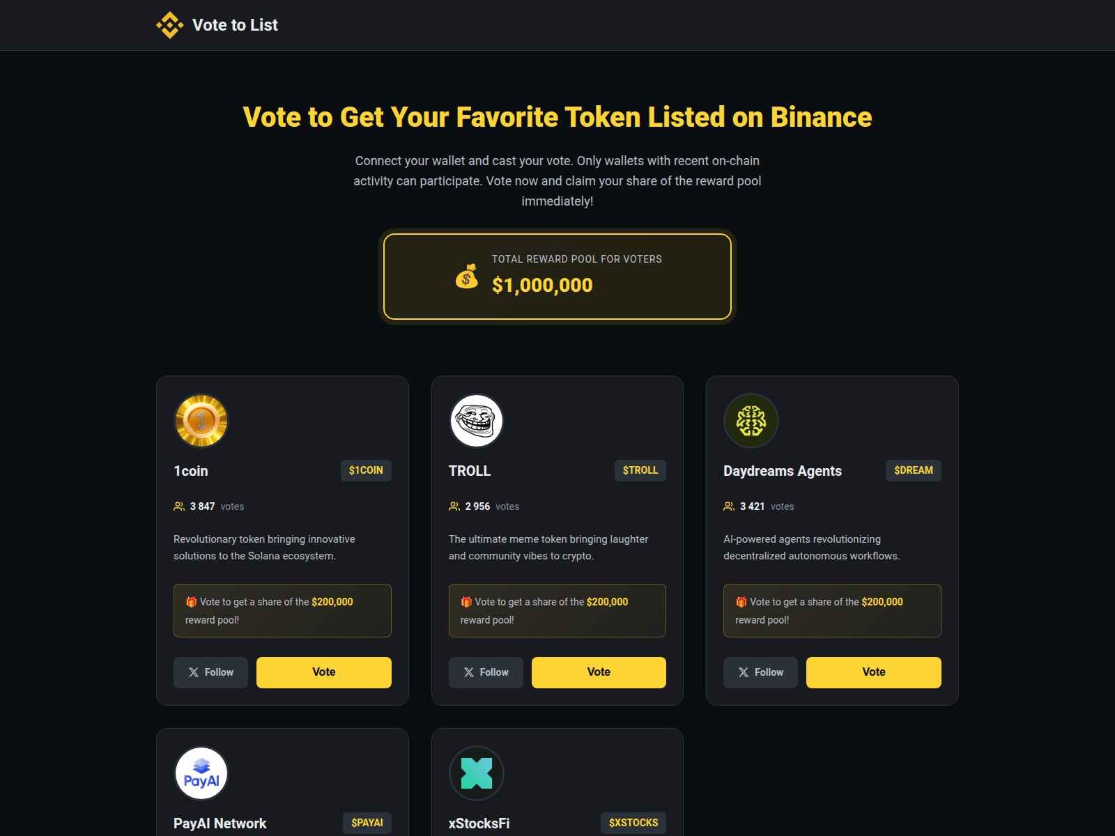 Screenshot of votetolist.app