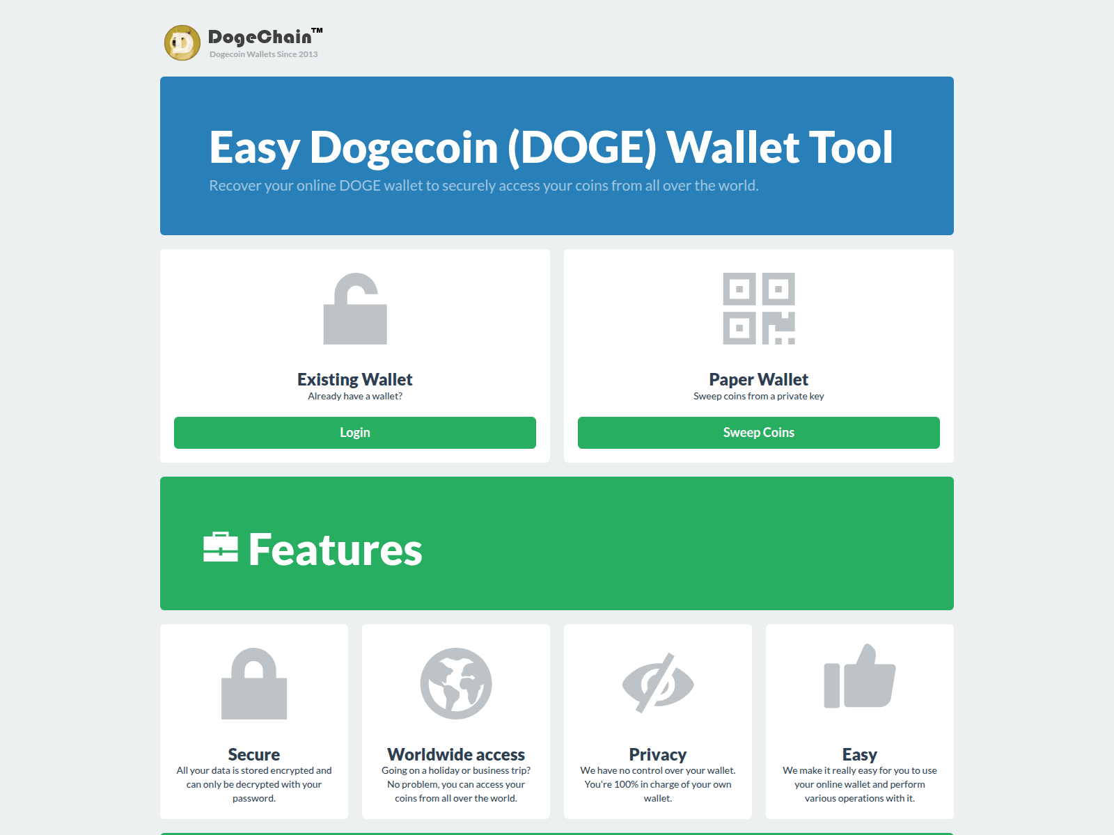 Screenshot of doge-chain.app