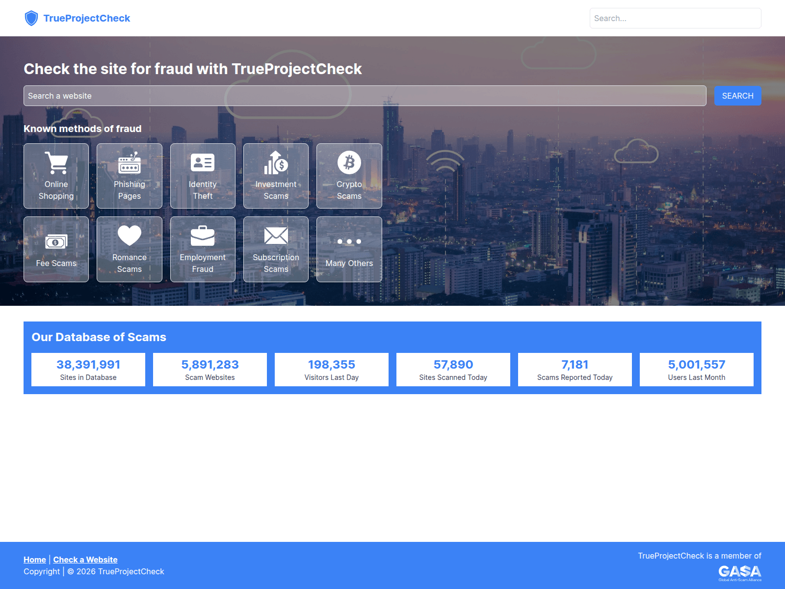 Screenshot of trueprojectcheck.com
