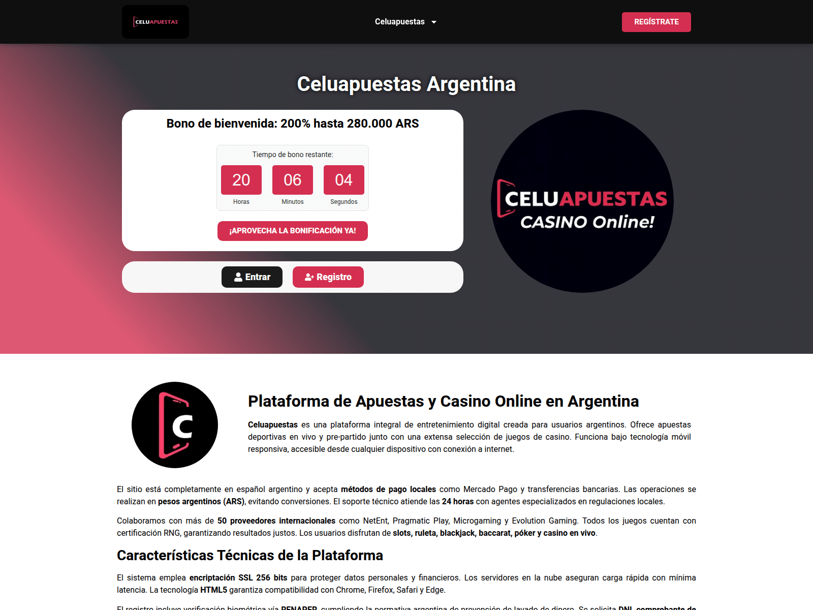 Screenshot of celuapuestasargentina.com