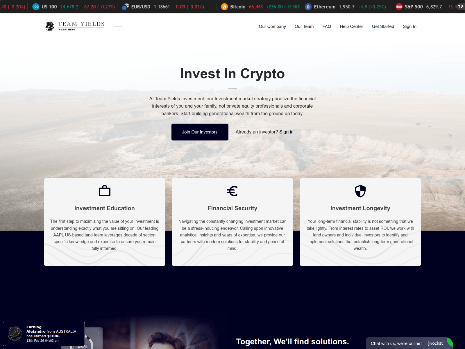 Screenshot of teamyields.com