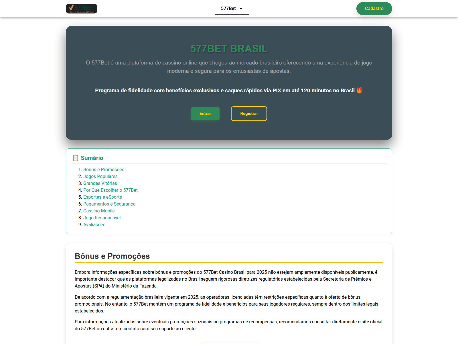Screenshot of 577betonlinebrasil.com