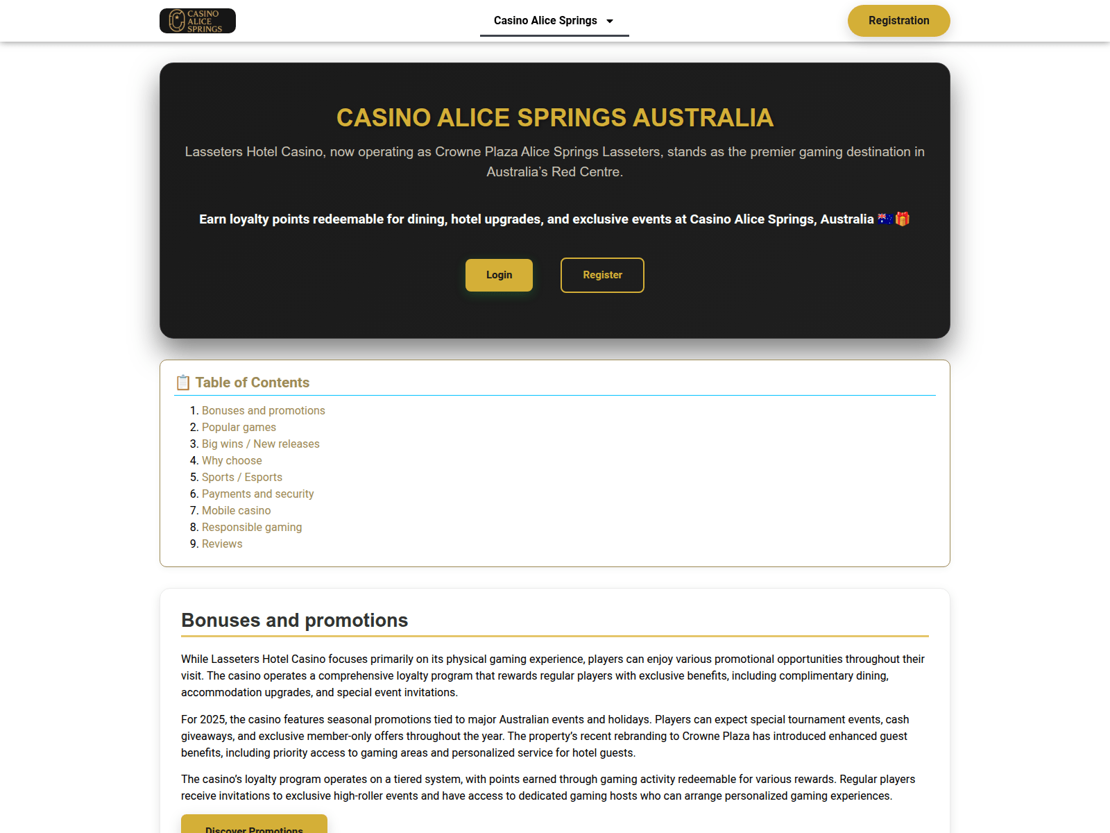 Screenshot of casinoalicespringsau.com