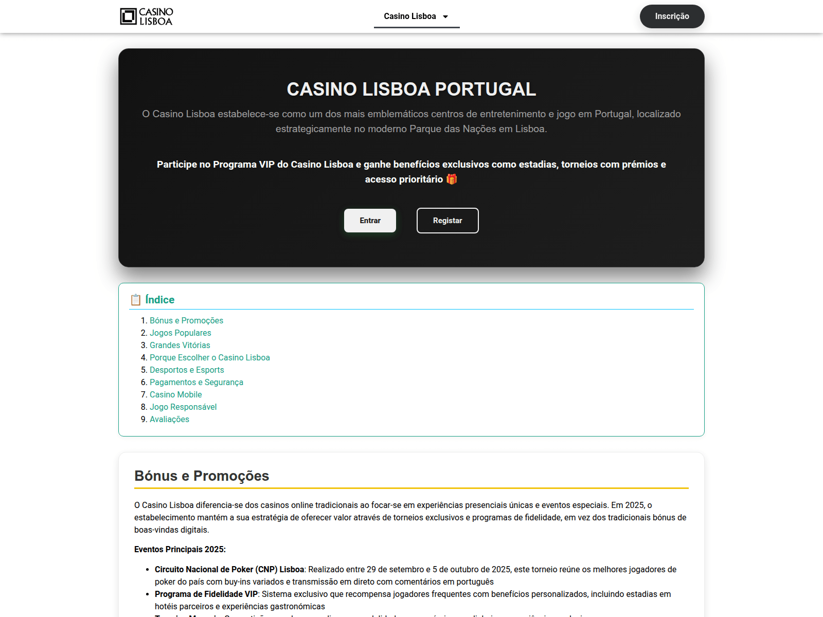 Screenshot of casinolisboapt.com