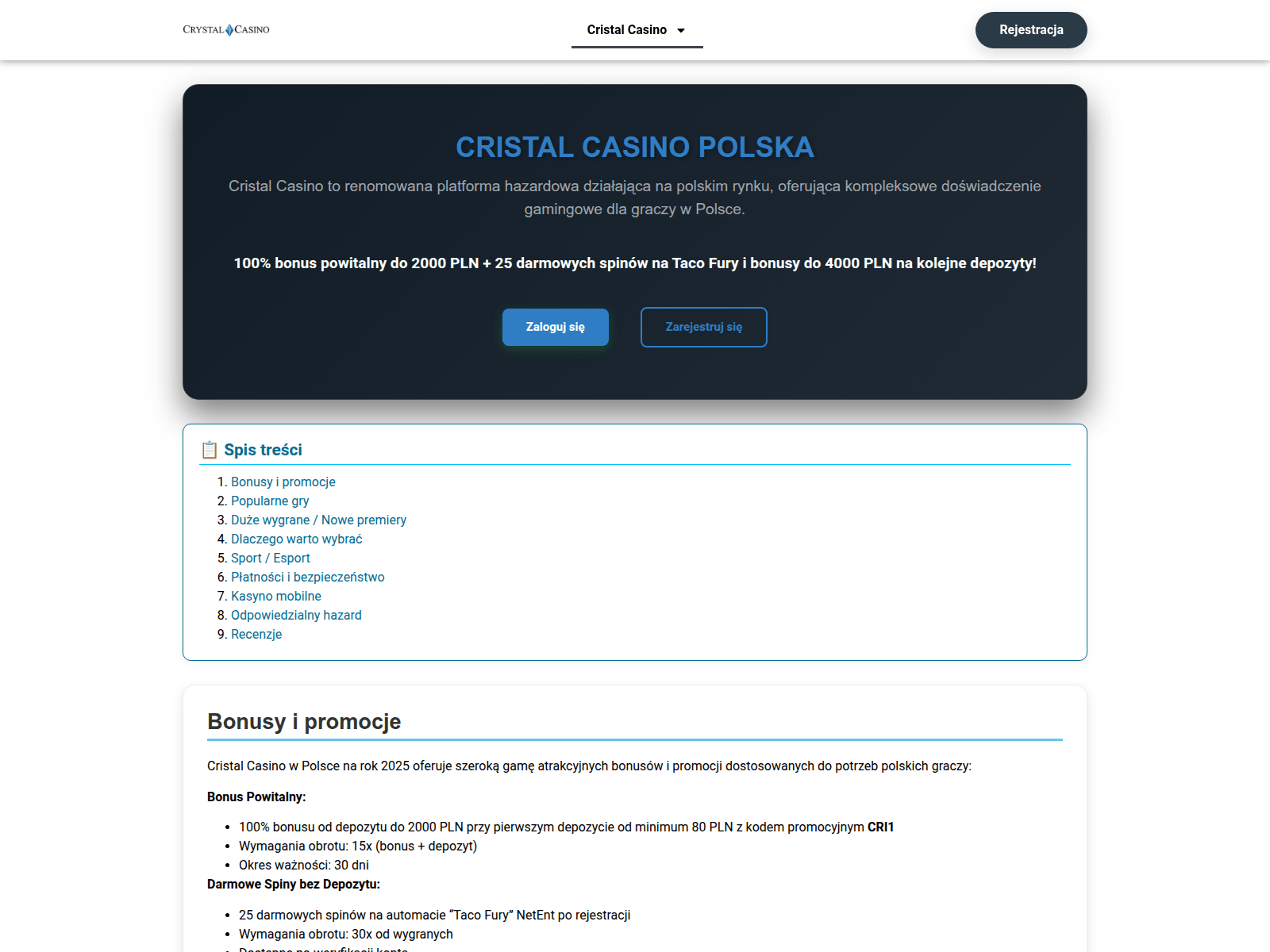Screenshot of cristalcasinopl.com