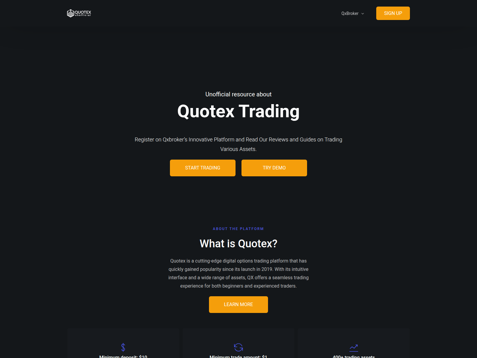 Screenshot of tradeqxstart.com