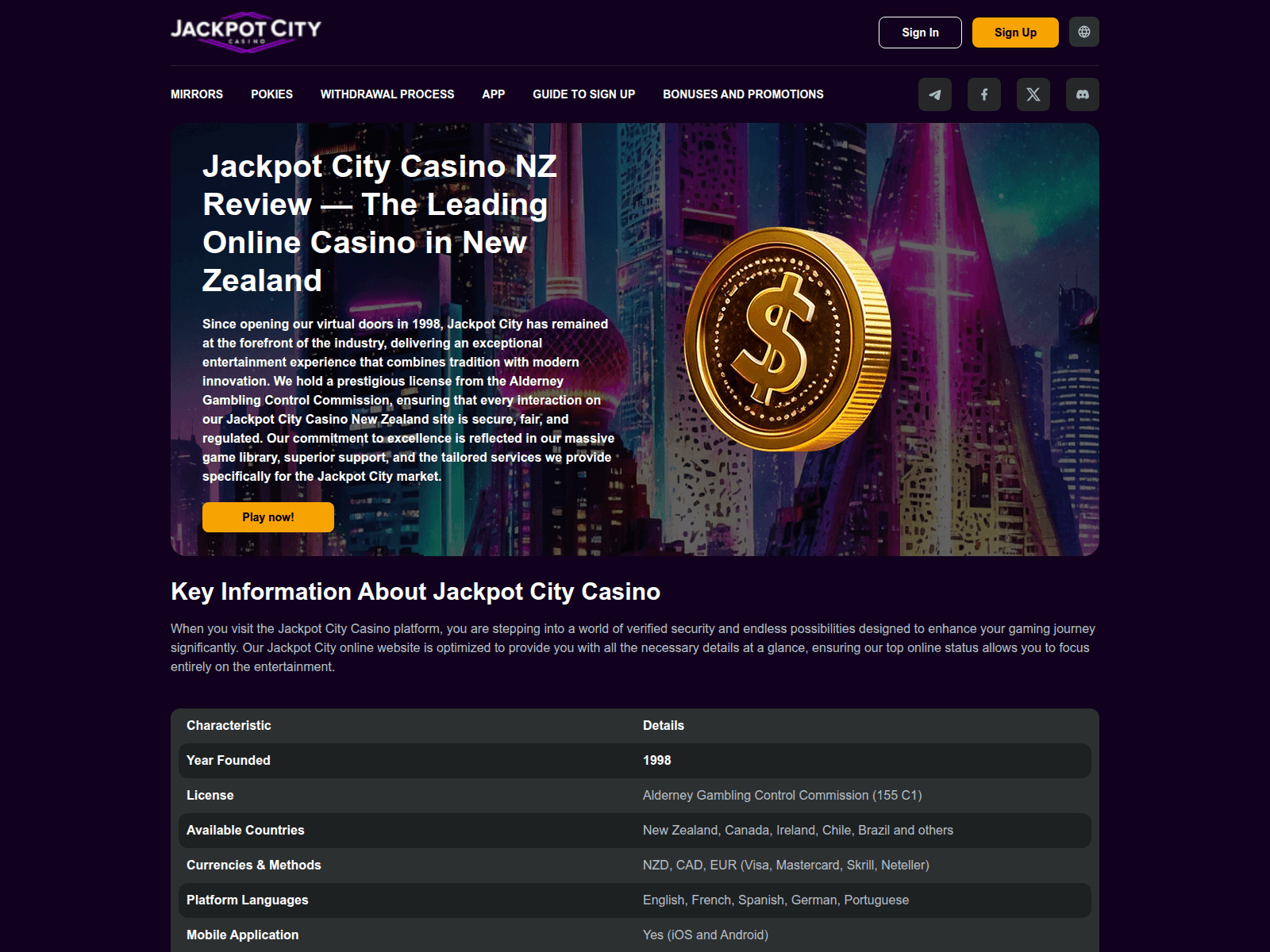 Screenshot of jackpotcity-777.com