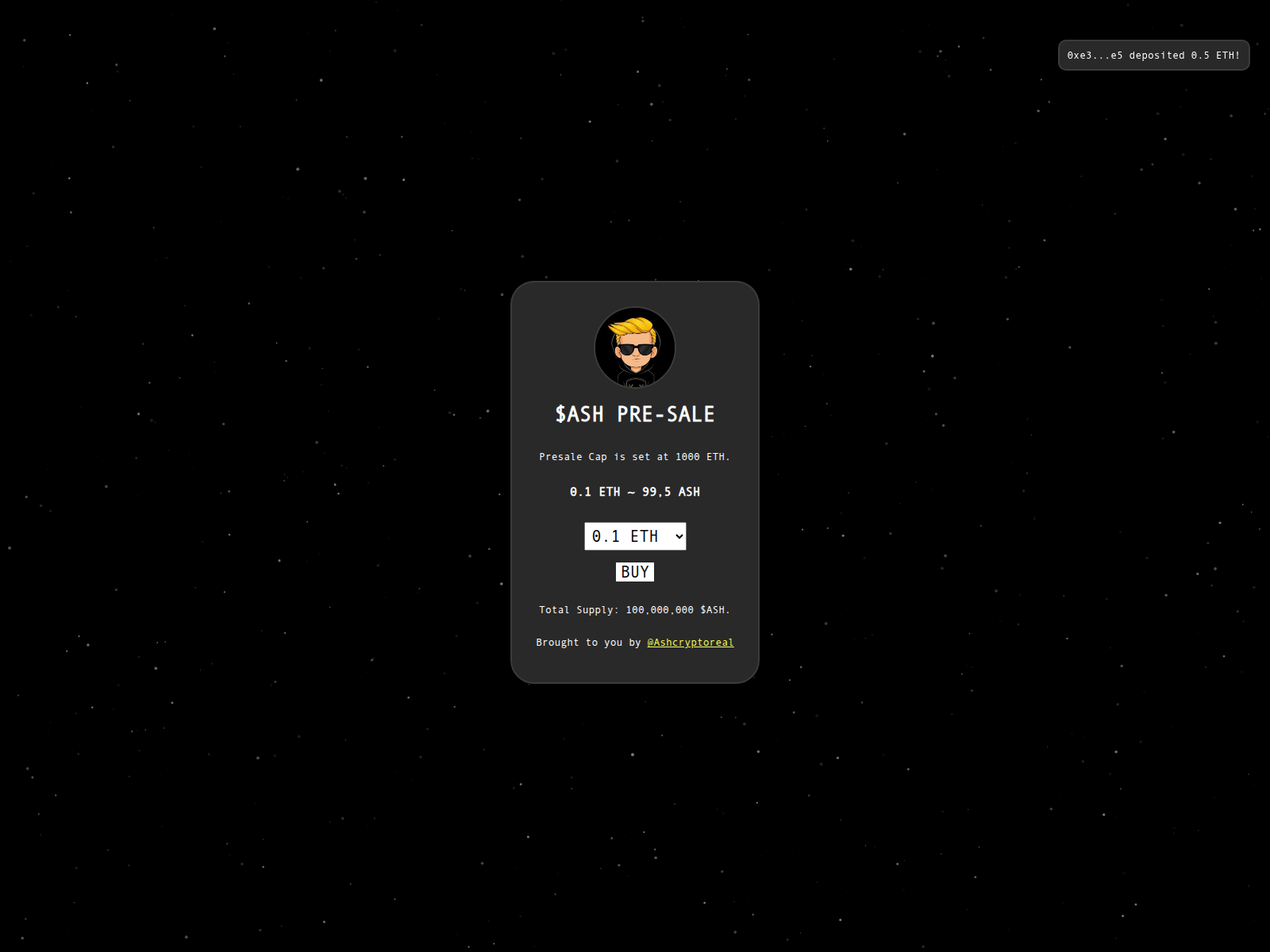Screenshot of ashmemecoin.com