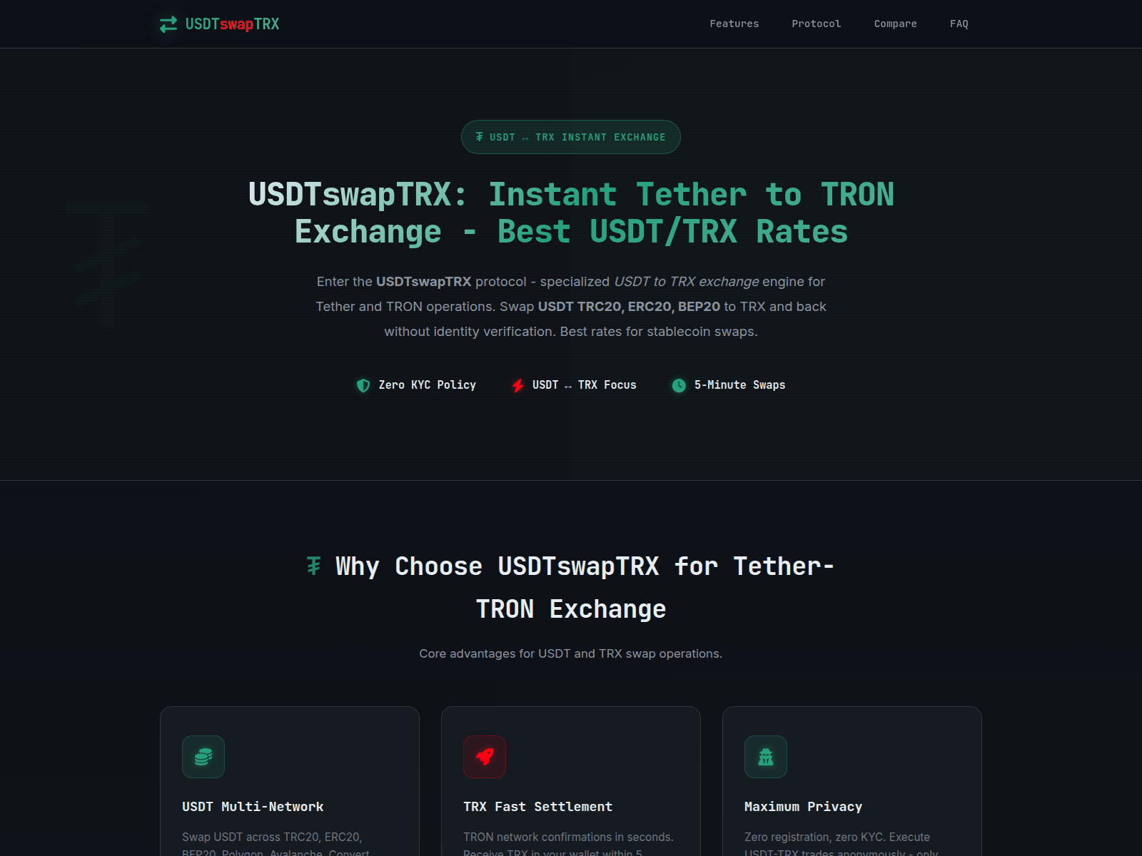 Screenshot of usdtswaptrx.com