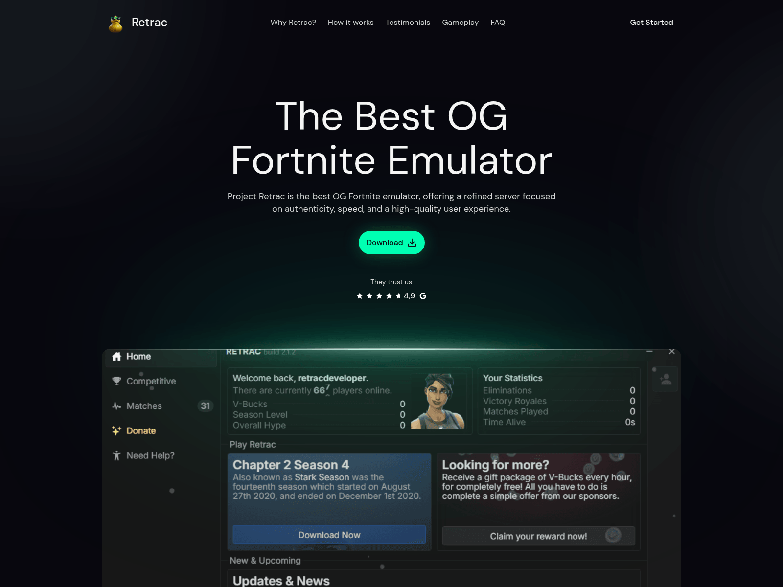 Screenshot of retracfn.dev