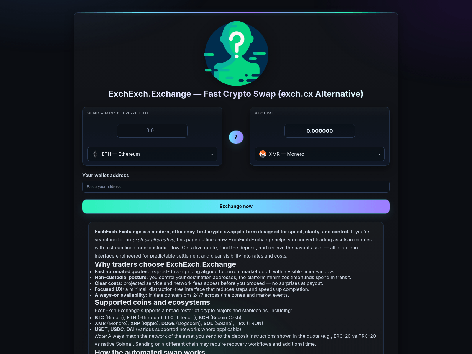 Screenshot of exchexch.exchange