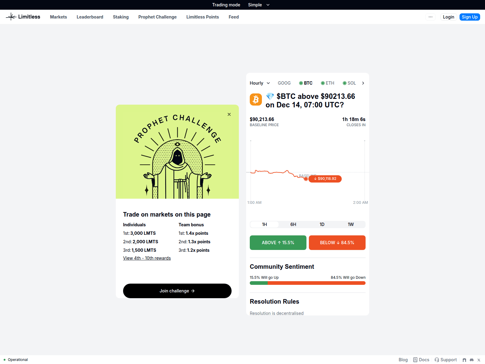 Screenshot of limitedless.exchange