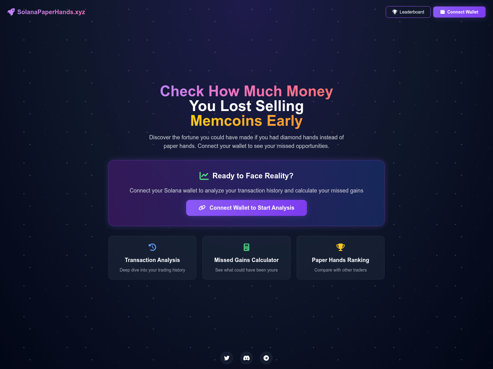 Screenshot of solanapaperhands.xyz