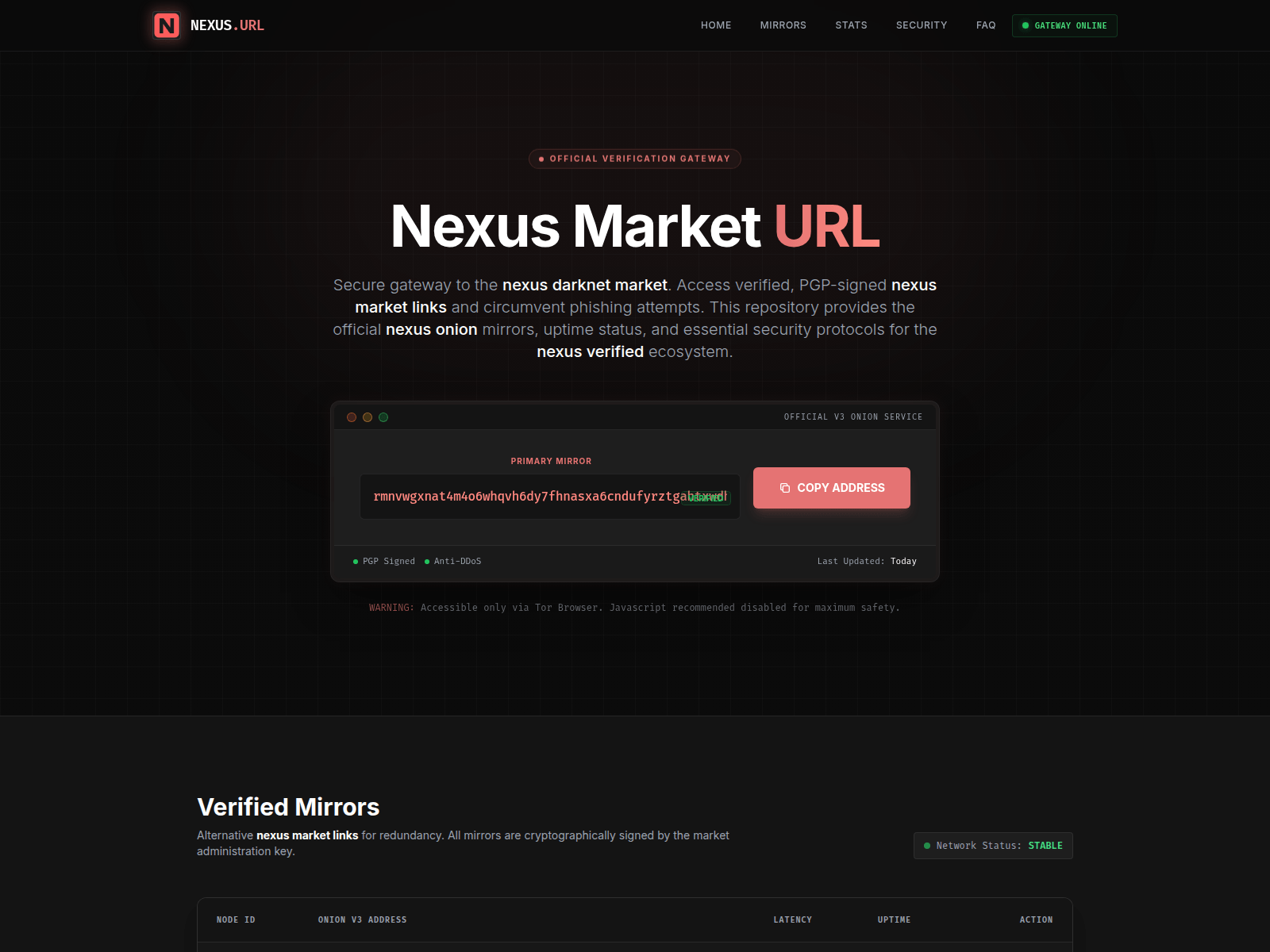 Screenshot of nexusmarketurl.xyz