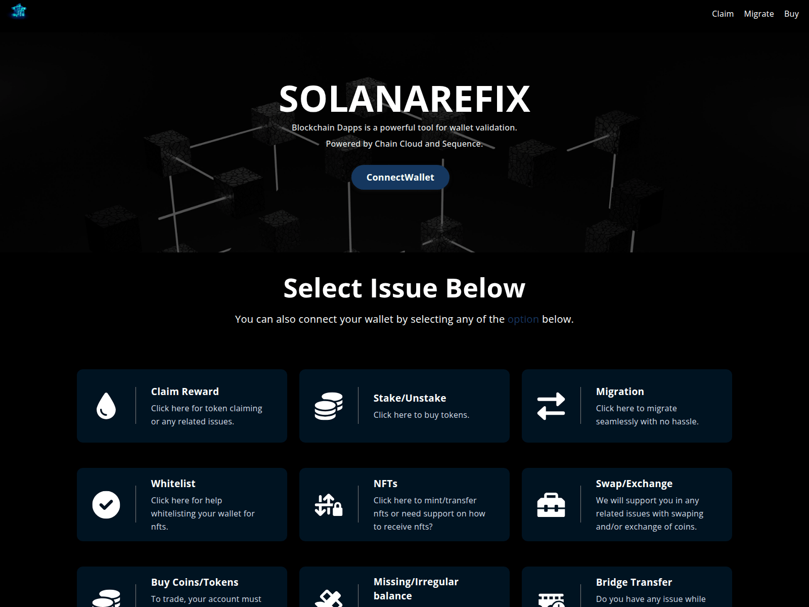 Screenshot of solrefix.xyz