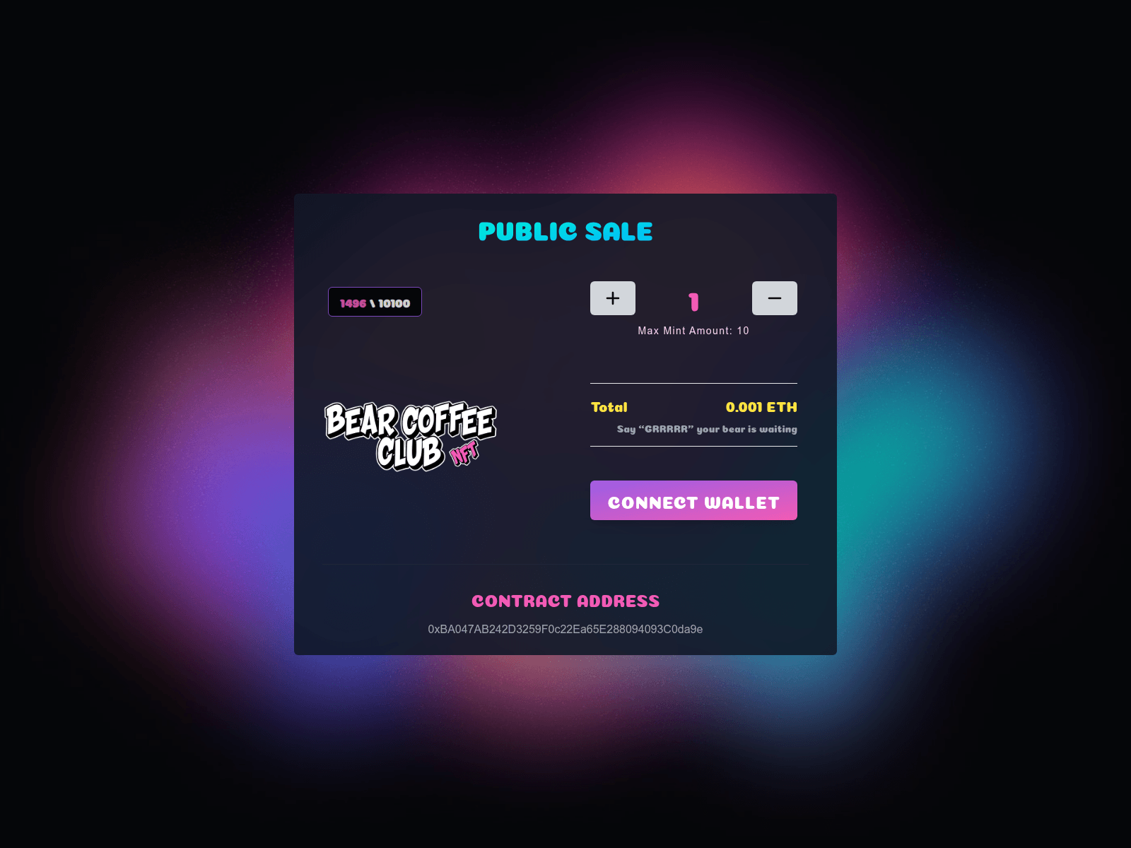 Screenshot of bearcoffeeclubnft.xyz