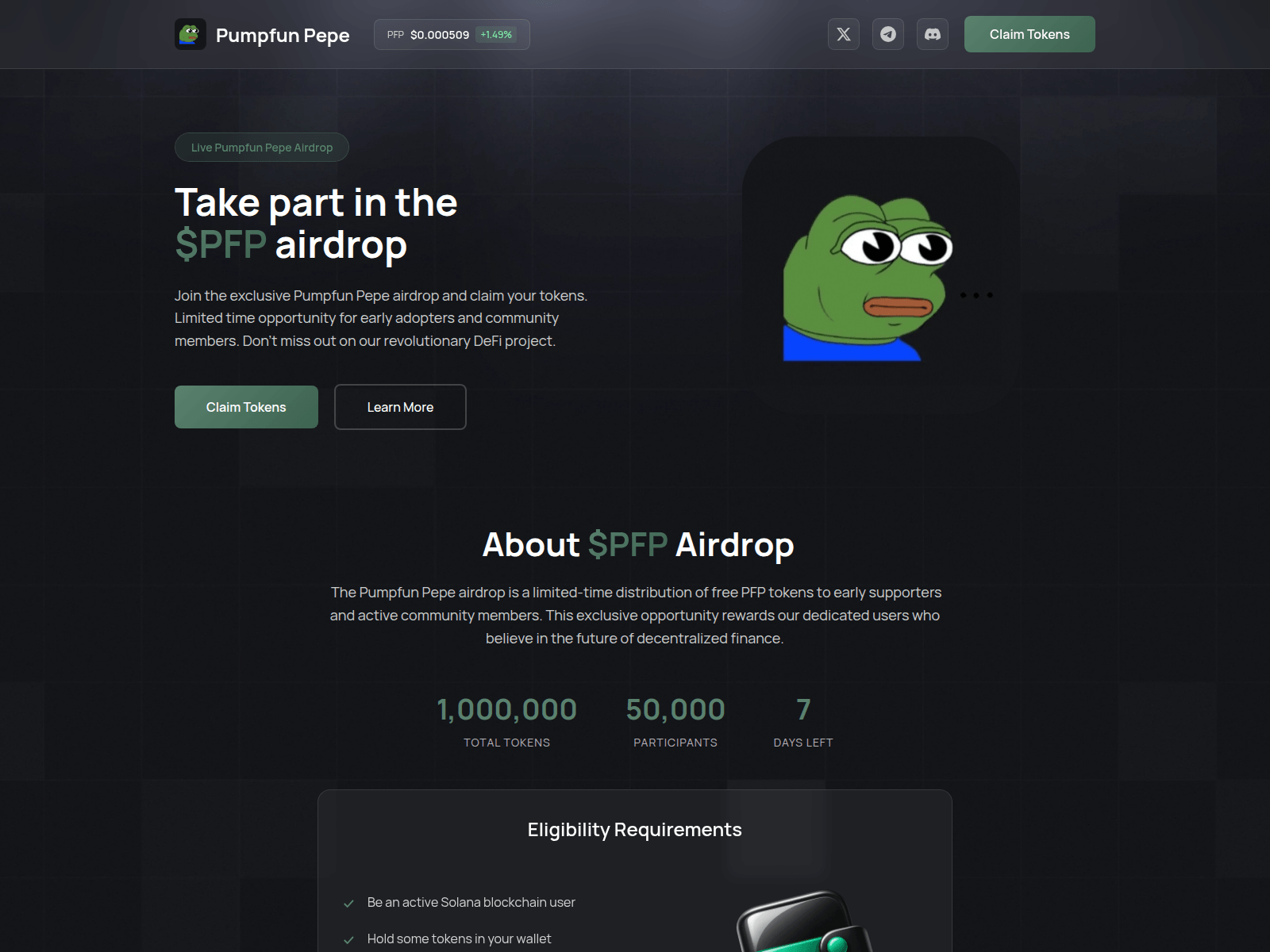 Screenshot of join-pfpepe.xyz