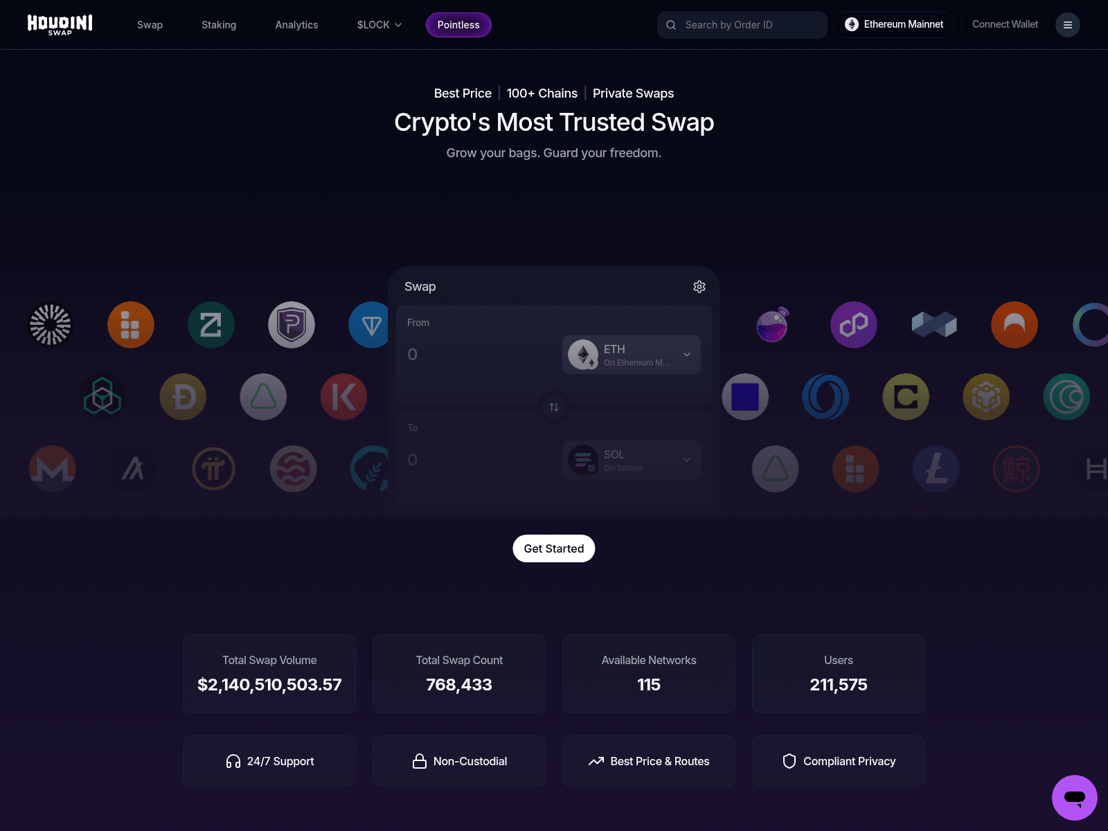 Screenshot of houdiniswal.com