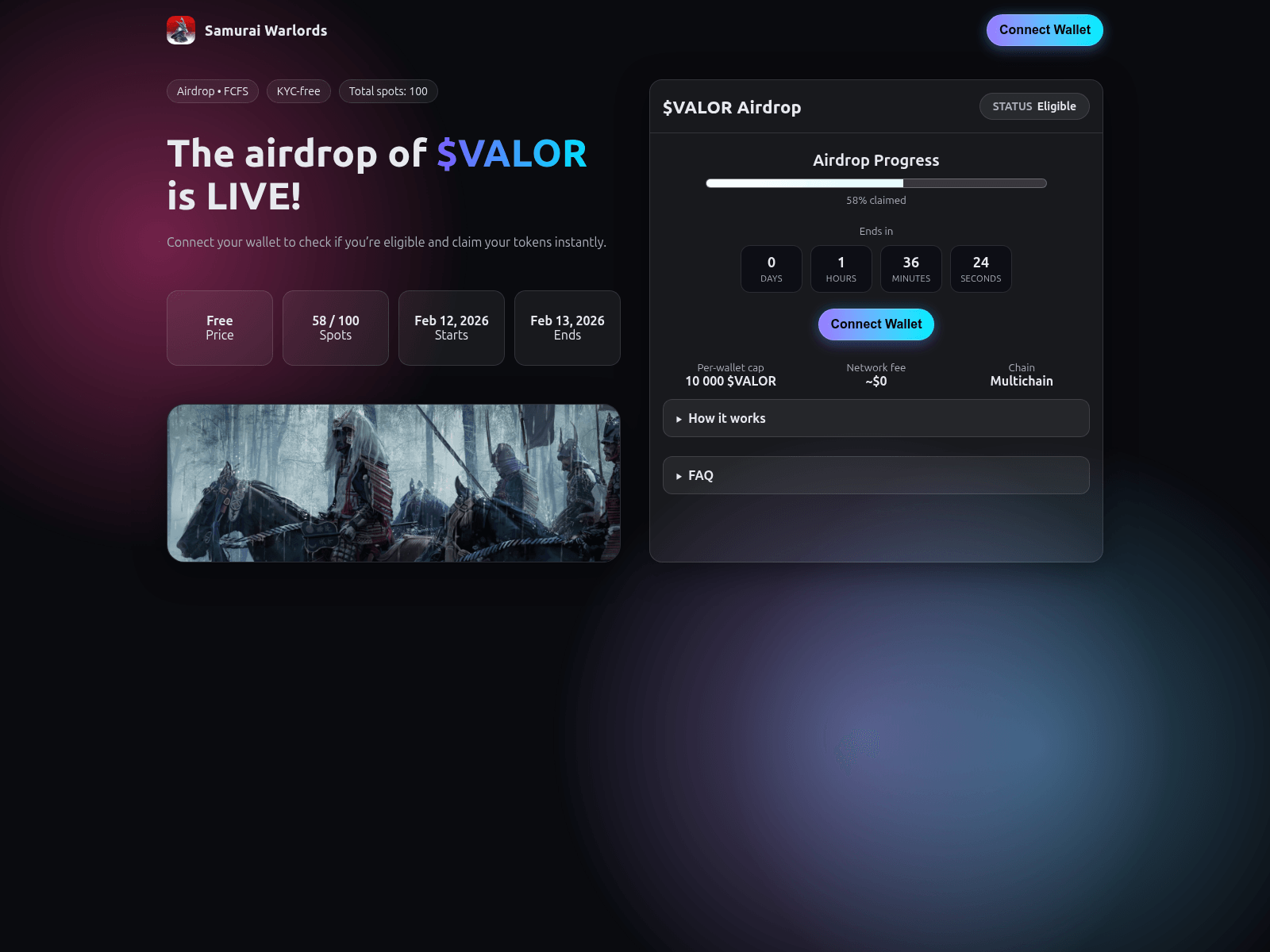 Screenshot of samuraiwarlords.xyz
