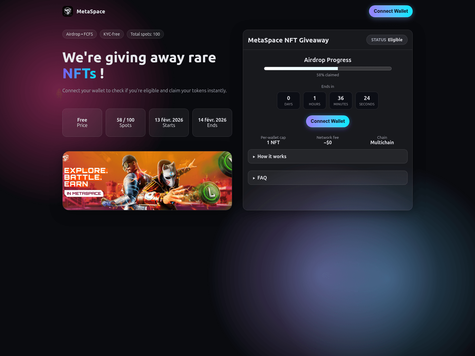 Screenshot of metaspacechain.xyz