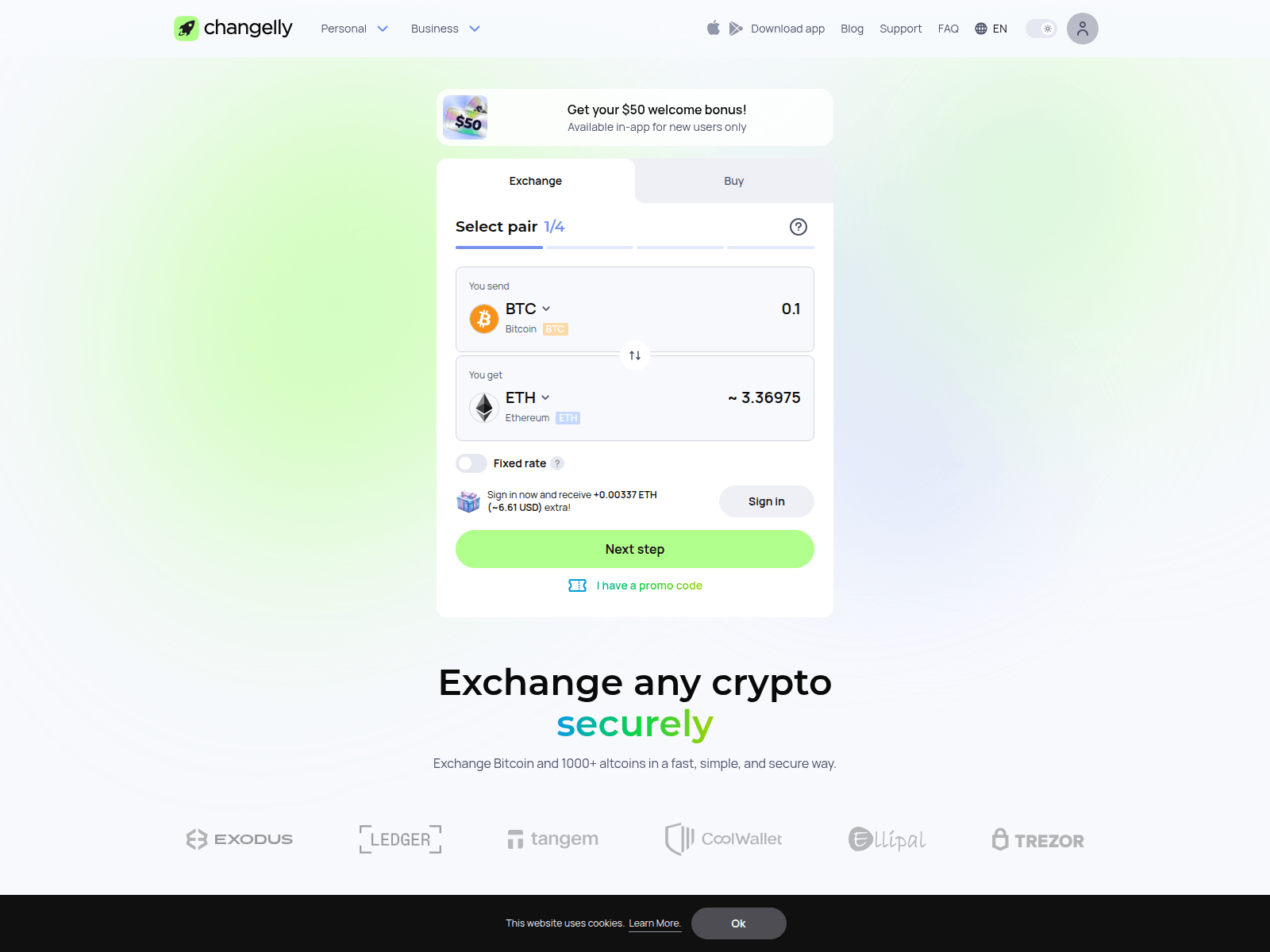 Screenshot of changely.bond